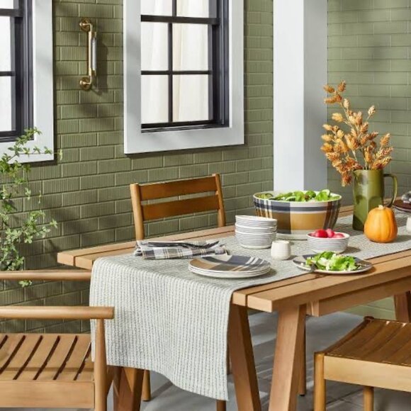 Hearth & Hand™ with Magnolia Plaid Stripe Bamboo Melamine Picnic Set NWT - Picture 2 of 6